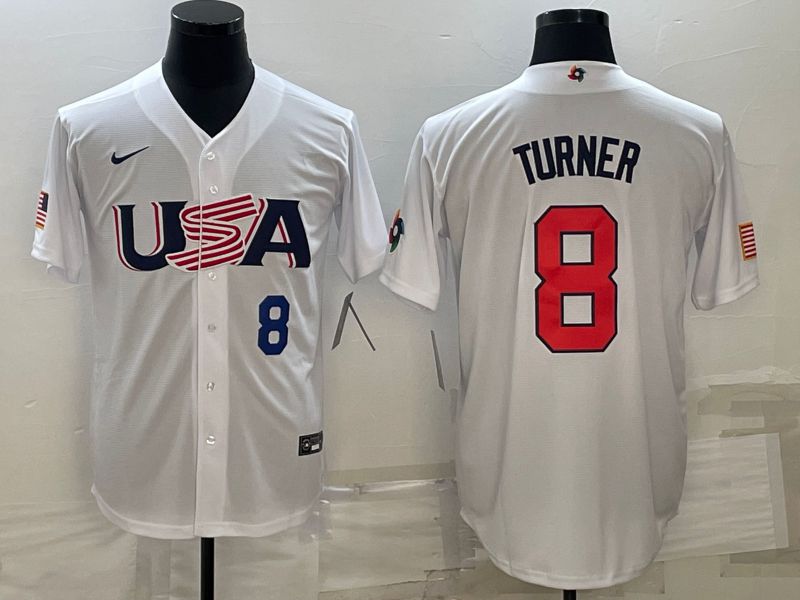 Men 2023 World Cub USA #8 Turner White Nike MLB Jersey1->more jerseys->MLB Jersey